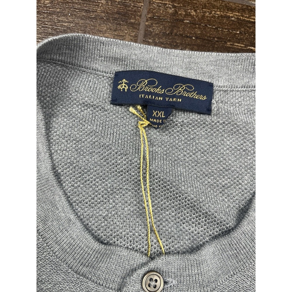 Brooks Brothers Sweater Men's XXL Gray Pullover Silk Cotton Italian Yarn NEW - Picture 2 of 12
